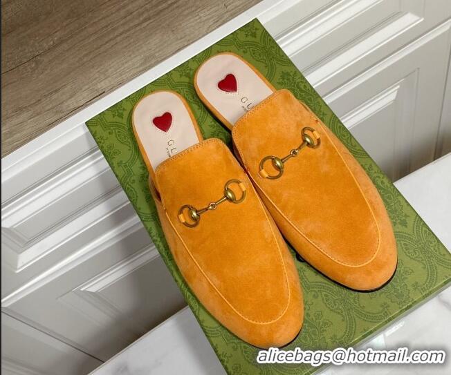 Unique Style Gucci Princetown Suede Flat Slippers Yellow 2025 557730