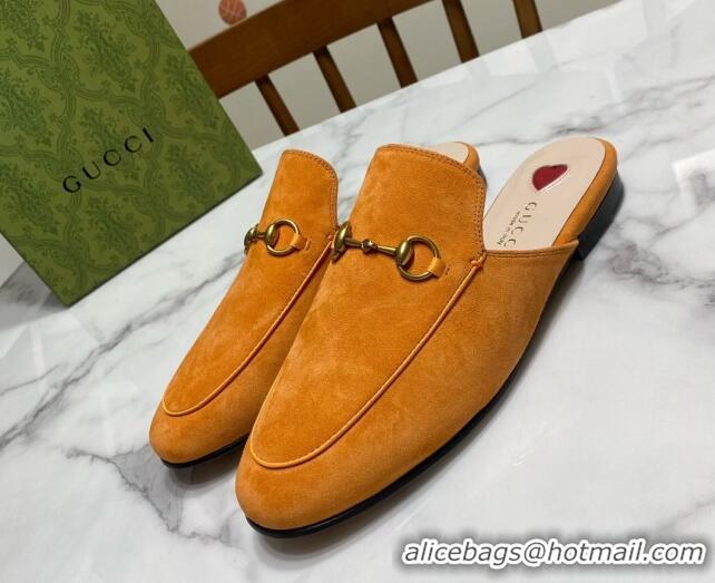 Unique Style Gucci Princetown Suede Flat Slippers Yellow 2025 557730
