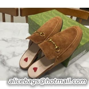 Durable Gucci Princetown Suede Flat Slippers Brown2 2025 557730