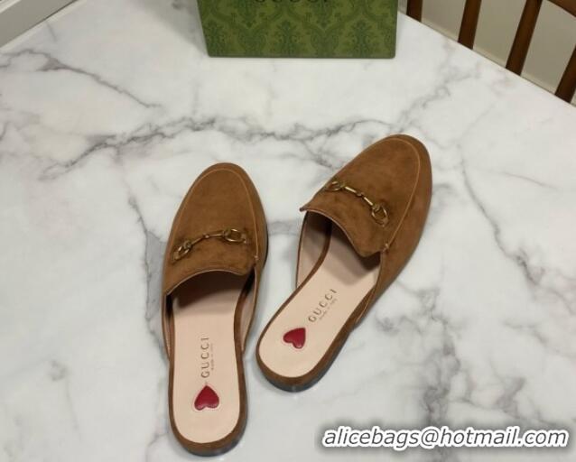 Durable Gucci Princetown Suede Flat Slippers Brown2 2025 557730