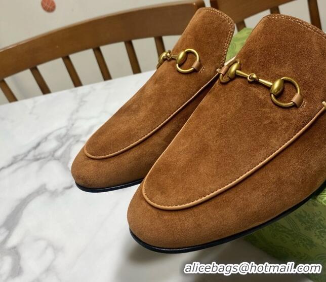 Durable Gucci Princetown Suede Flat Slippers Brown2 2025 557730