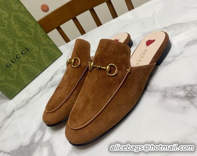 Durable Gucci Princetown Suede Flat Slippers Brown2 2025 557730