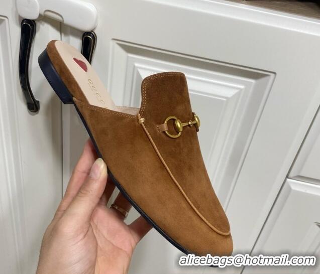 Durable Gucci Princetown Suede Flat Slippers Brown2 2025 557730