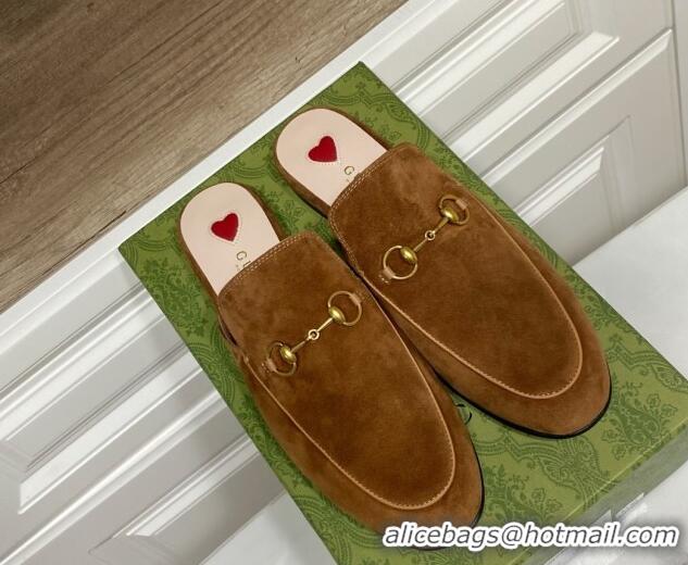 Durable Gucci Princetown Suede Flat Slippers Brown2 2025 557730