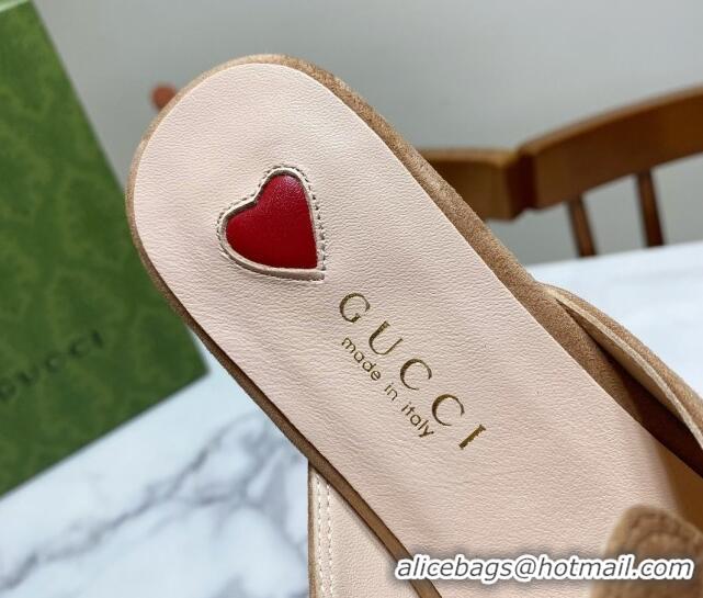 Good Quality Gucci Princetown Suede Flat Slippers Light Brown 2025 557730