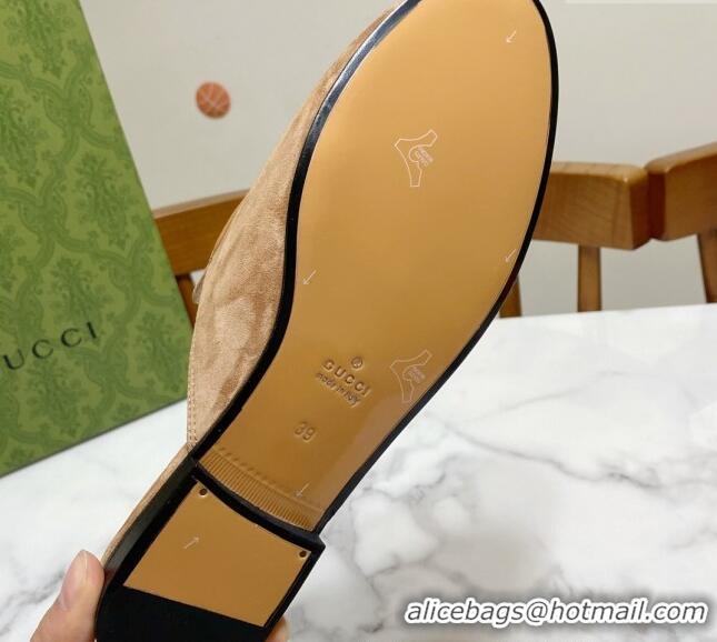 Good Quality Gucci Princetown Suede Flat Slippers Light Brown 2025 557730
