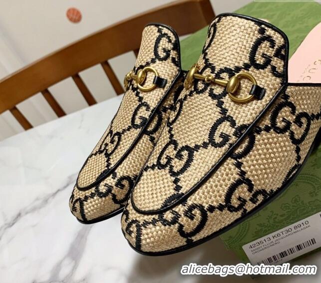 Good Looking Gucci Princetown Jumbo GG Canvas Flat Slippers Beige/Black 2025 557730