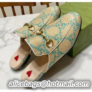Low Price Gucci Princetown Jumbo GG Canvas Flat Slippers Beige/Green 2025 557730