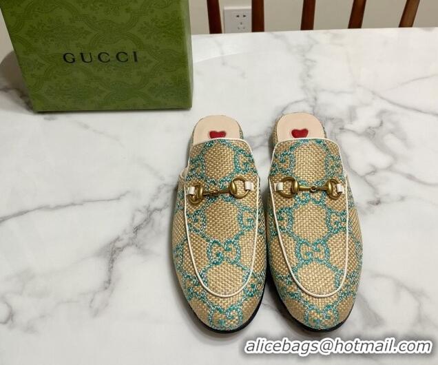 Low Price Gucci Princetown Jumbo GG Canvas Flat Slippers Beige/Green 2025 557730