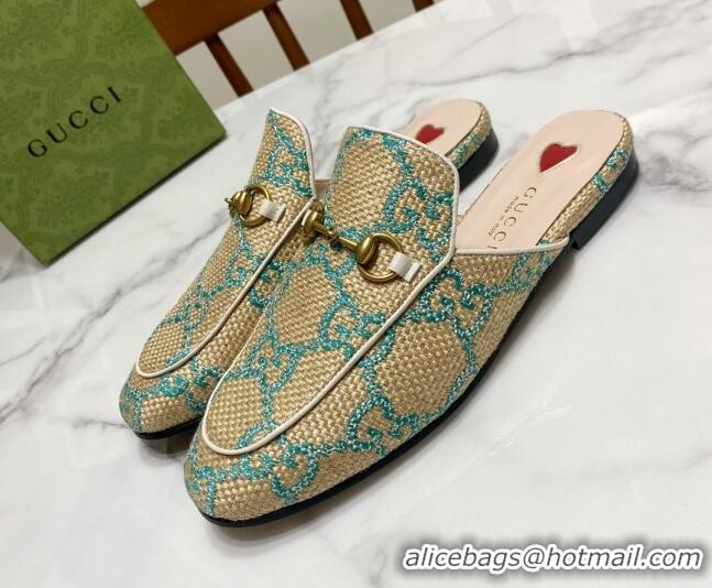Low Price Gucci Princetown Jumbo GG Canvas Flat Slippers Beige/Green 2025 557730