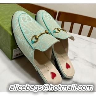 Popular Style Gucci Princetown Jumbo GG Canvas Flat Slippers Light Green 2025 557730