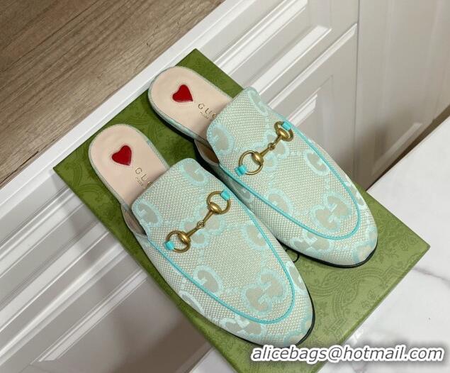 Popular Style Gucci Princetown Jumbo GG Canvas Flat Slippers Light Green 2025 557730