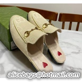 Grade Quality Gucci Princetown Jumbo GG Canvas Flat Slippers Yellow 2025 557730