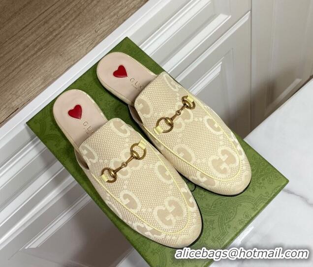 Grade Quality Gucci Princetown Jumbo GG Canvas Flat Slippers Yellow 2025 557730