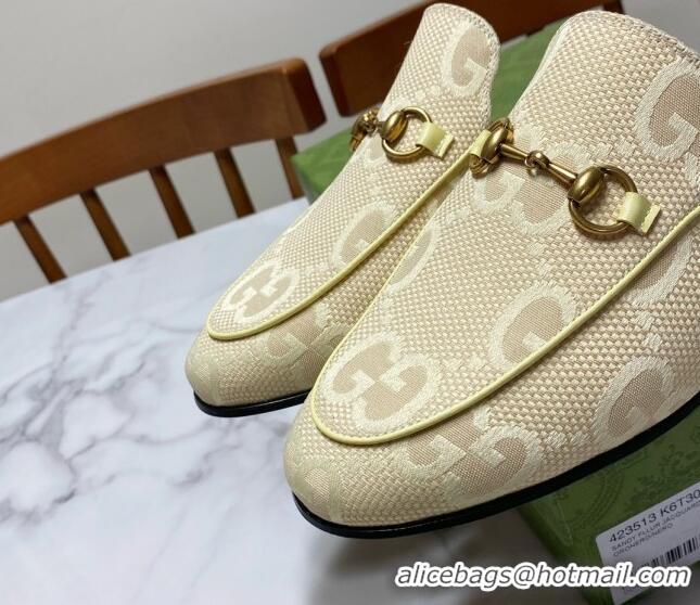 Grade Quality Gucci Princetown Jumbo GG Canvas Flat Slippers Yellow 2025 557730