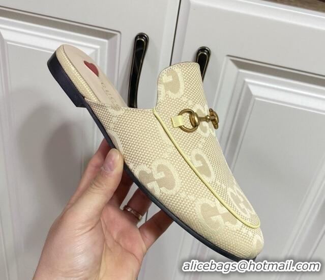 Grade Quality Gucci Princetown Jumbo GG Canvas Flat Slippers Yellow 2025 557730