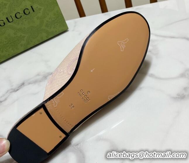 Shop Duplicate Gucci Princetown Jumbo GG Canvas Flat Slippers Light Pink 2025 557730