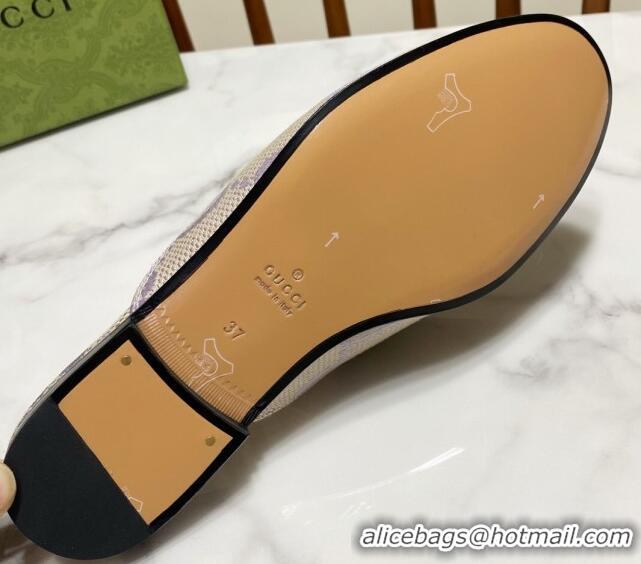 Top Design Gucci Princetown Jumbo GG Canvas Flat Slippers Light Purple 2025 557730