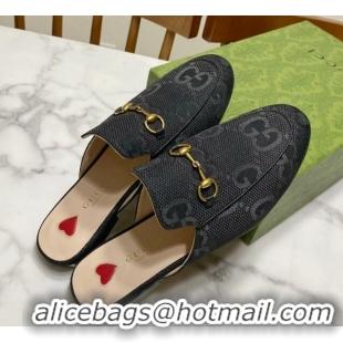 Hot Style Gucci Princetown Jumbo GG Canvas Flat Slippers Black 2025 557730