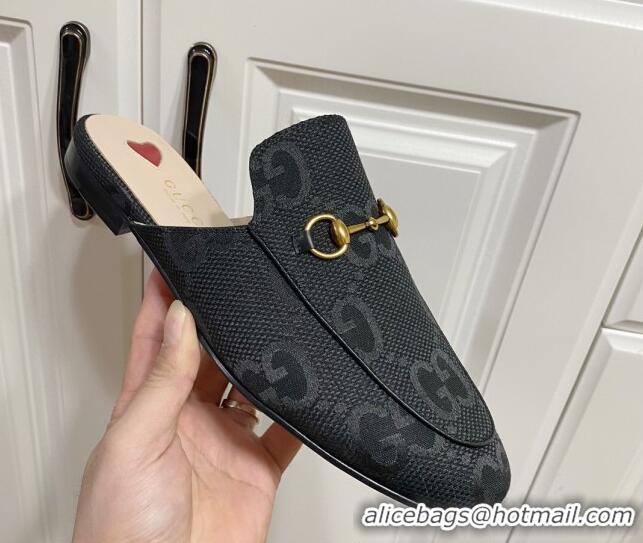 Hot Style Gucci Princetown Jumbo GG Canvas Flat Slippers Black 2025 557730