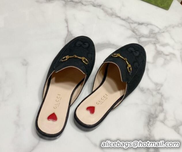 Hot Style Gucci Princetown Jumbo GG Canvas Flat Slippers Black 2025 557730