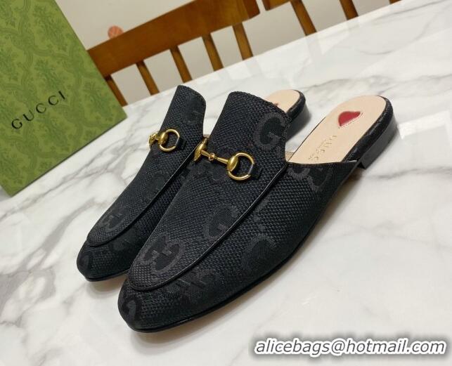 Hot Style Gucci Princetown Jumbo GG Canvas Flat Slippers Black 2025 557730