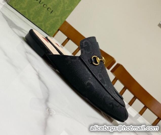 Hot Style Gucci Princetown Jumbo GG Canvas Flat Slippers Black 2025 557730
