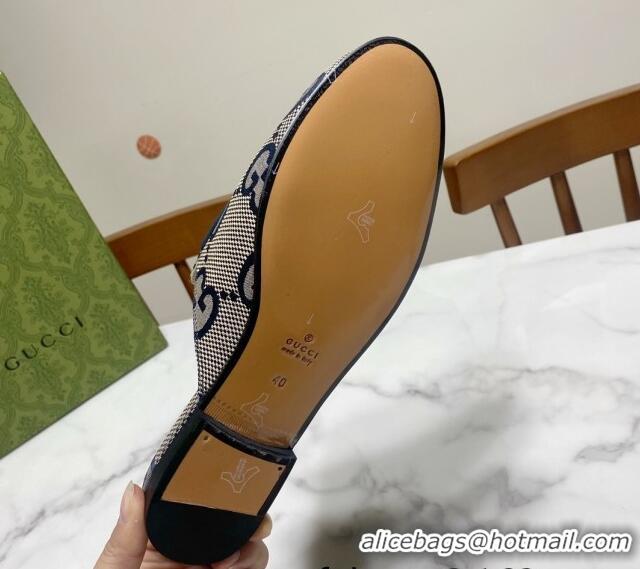 Cheap Price Gucci Princetown Jumbo GG Canvas Flat Slippers Grey/Blue 2025 557730 