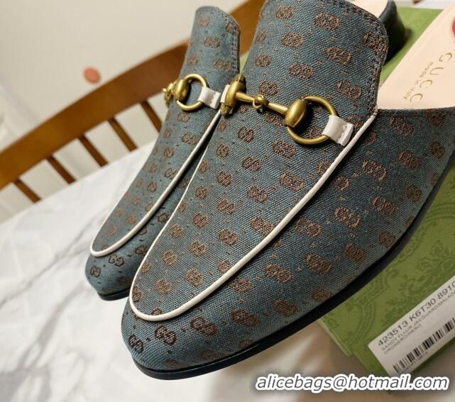 Luxury Cheap Gucci Princetown GG Embroidered Canvas Flat Slippers Dark Green 2025 557730