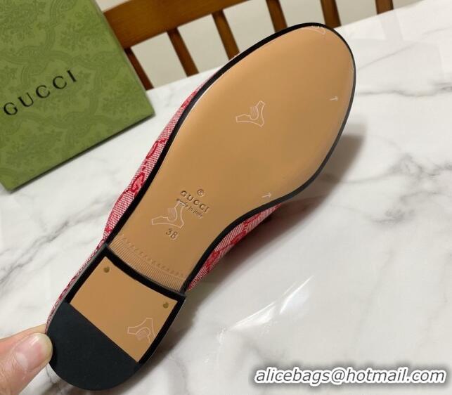 Sophisticated Gucci Princetown GG Embroidered Canvas Flat Slippers Pink/Red 2025 557730