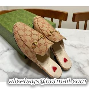 Best Price Gucci Princetown GG Embroidered Canvas Flat Slippers Camel 2025 557730