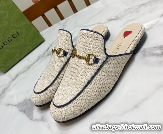 Grade Quality Gucci Princetown GG Crochet Flat Slippers Light Beige 2025 557730