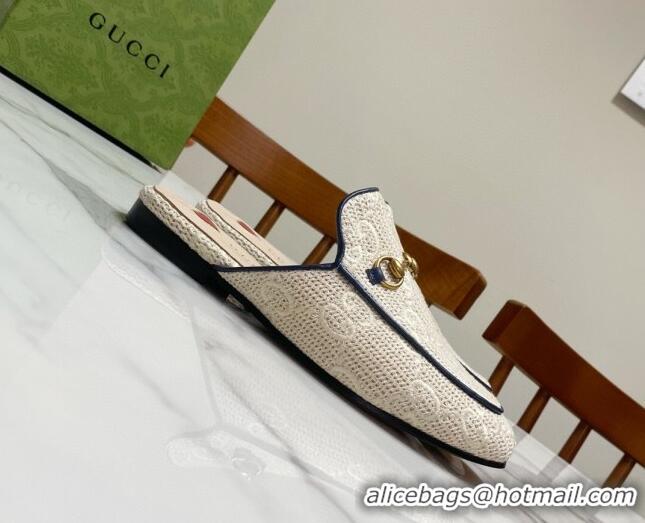 Grade Quality Gucci Princetown GG Crochet Flat Slippers Light Beige 2025 557730