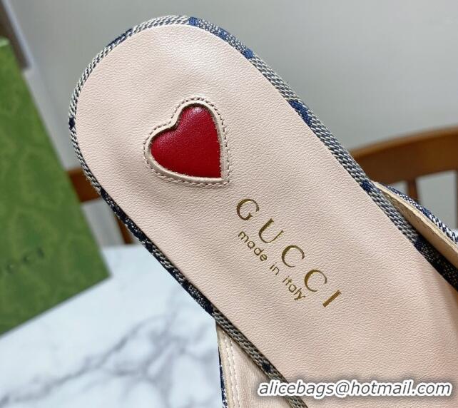 Best Grade Gucci Princetown GG Embroidered Canvas Flat Slippers Grey/Blue 2025 557730