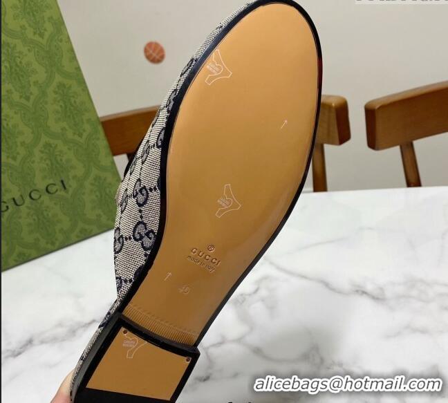 Best Grade Gucci Princetown GG Embroidered Canvas Flat Slippers Grey/Blue 2025 557730