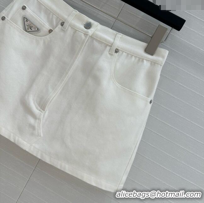 Top Quality Prada Denim Skirt D041020 Beige 2025