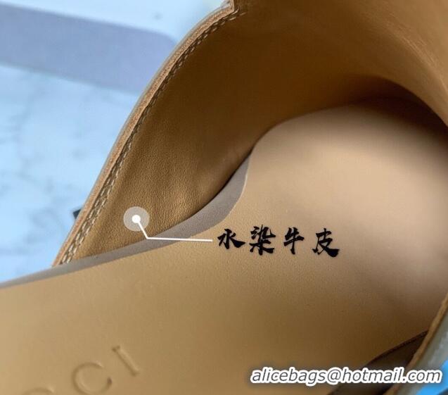 Stylish Gucci Princetown Calf Leather Flat Slippers Grey 2025 557730