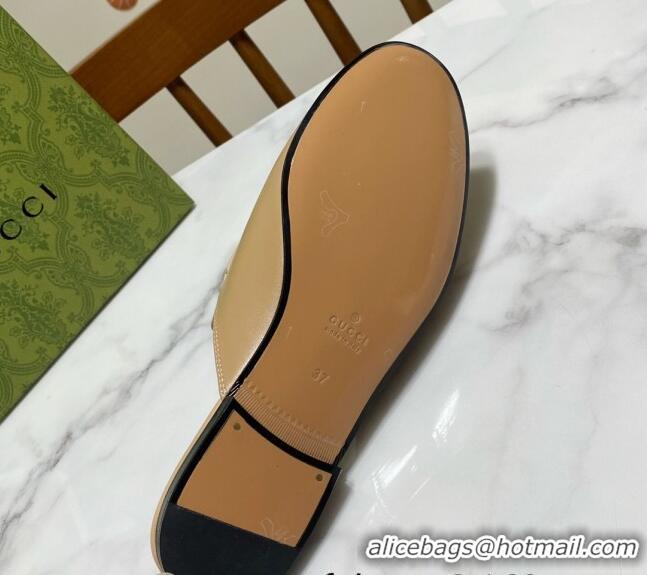 Perfect Gucci Princetown Calf Leather Flat Slippers Beige 2025 557730