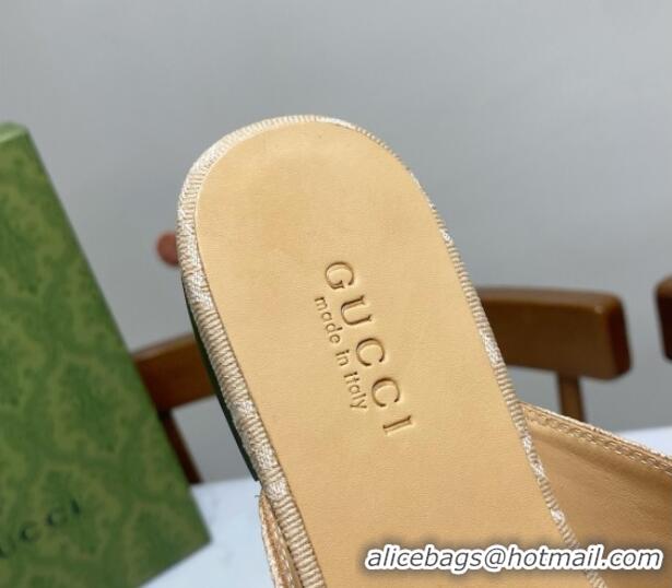 Charming Gucci Princetown GG Denim Flat Slippers Beige Yellow 2025 557730
