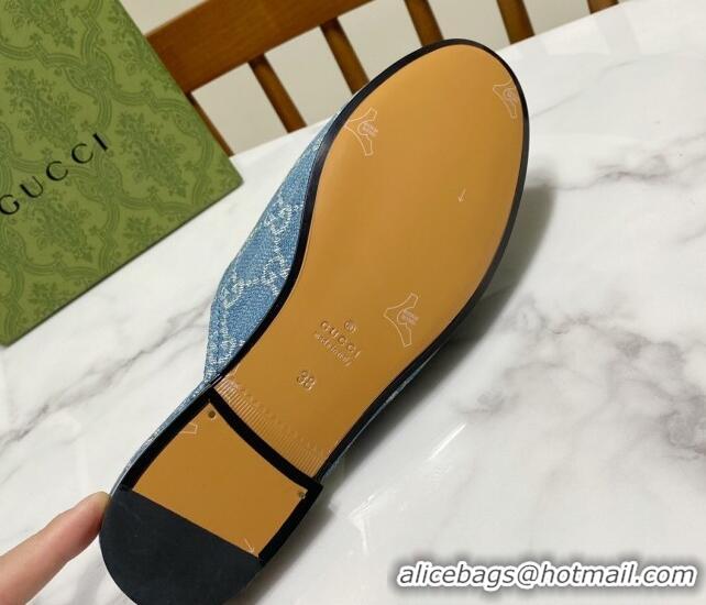 Good Quality Gucci Princetown GG Denim Flat Slippers Light Blue 2025 557730