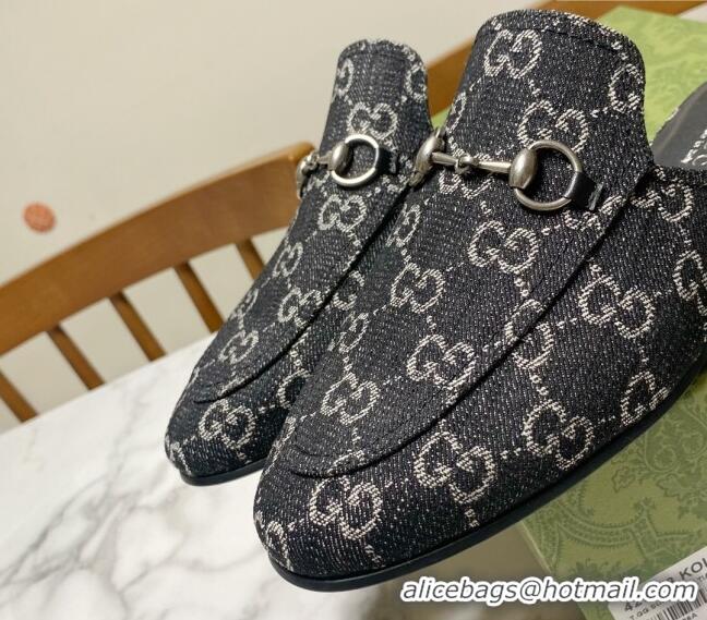 Low Cost Gucci Princetown GG Denim Flat Slippers Black 2025 557730