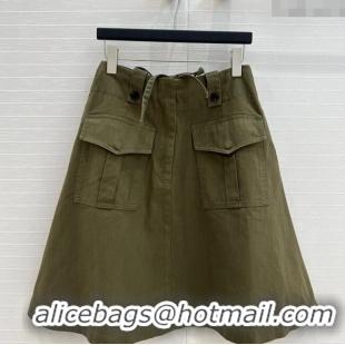 Buy Discount Prada Cotton Denim Skirt 042901 Green 2025