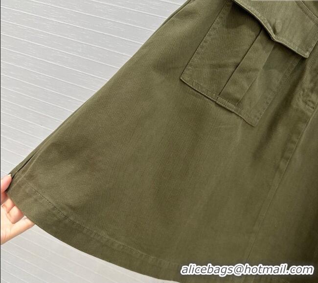 Buy Discount Prada Cotton Denim Skirt 042901 Green 2025