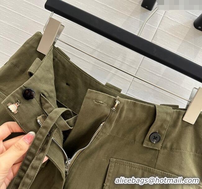 Buy Discount Prada Cotton Denim Skirt 042901 Green 2025