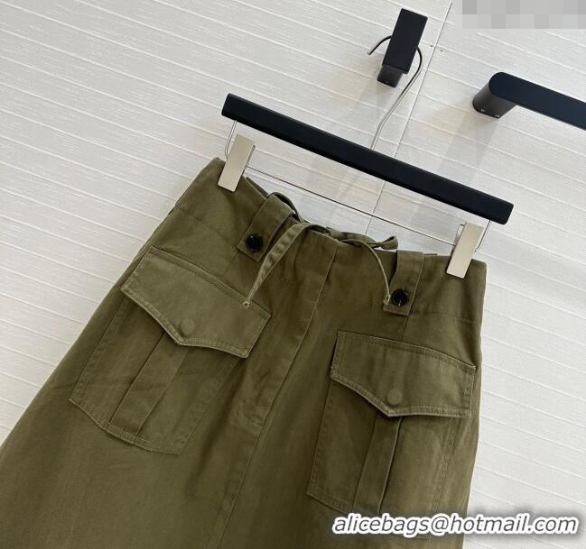 Buy Discount Prada Cotton Denim Skirt 042901 Green 2025