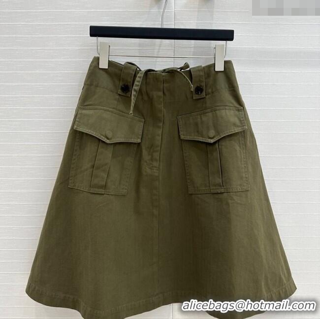 Buy Discount Prada Cotton Denim Skirt 042901 Green 2025