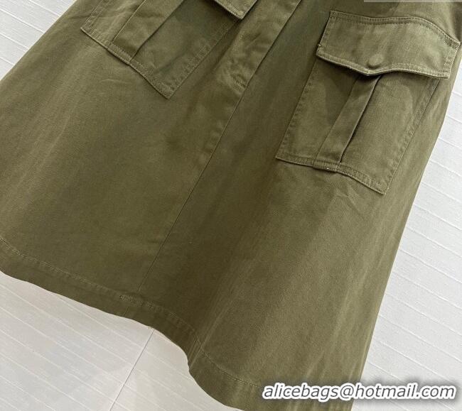 Buy Discount Prada Cotton Denim Skirt 042901 Green 2025