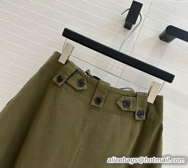 Buy Discount Prada Cotton Denim Skirt 042901 Green 2025