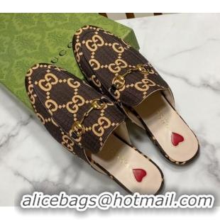 Good Product Gucci Princetown GG Check Fabric Flat Slippers Brown 2025 557730
