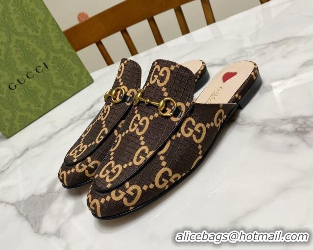 Good Product Gucci Princetown GG Check Fabric Flat Slippers Brown 2025 557730